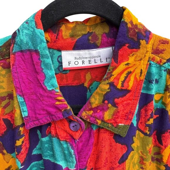 Forelli Vintage Womens Button-Up Long Sleeve Geometric Print Shirt Blouse 22/24 - Picture 5 of 9